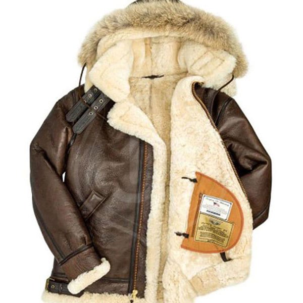 Men's B3 shearling hooded coat - Image 3