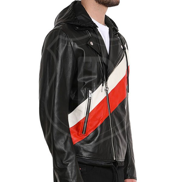 Red and White Stripped Hooded Jacket - Image 2