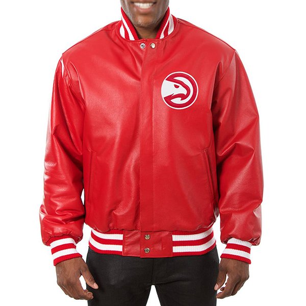 Atlanta Red Leather Bomber Jacket