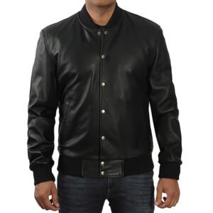Eren Men’s Black Buttoned Leather Jacket