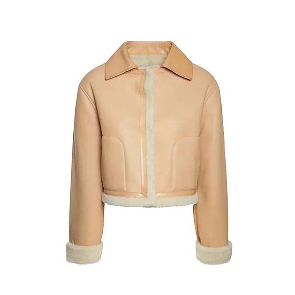 WOMEN BOMBER AVIATOR SHEARLING JACKET
