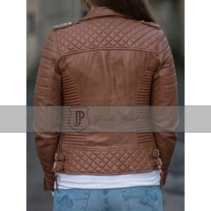 Women Brown Biker Leather Jacket