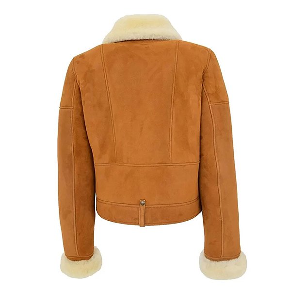 WOMEN'S GENUINE SHEEPSKIN SHEARLING LEATHER JACKET