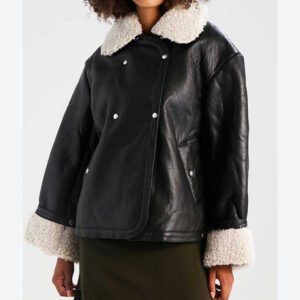 Women’s Breasted Black Leather Jacket