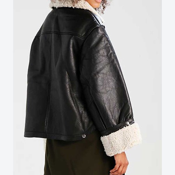 Women's Double Breasted Black Leather Jacket