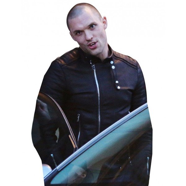 Deadpool 2016 Ed Skrein Slim-Fit Black Leather Jacket