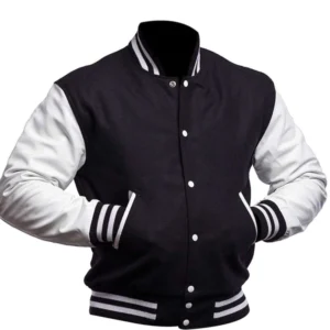 Men Black and White Varsity Jacket