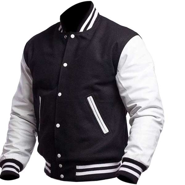 Men Black and White Varsity Jacket