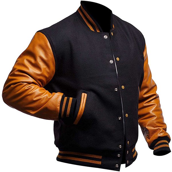 Mens Black and Yellow Varsity Jacket