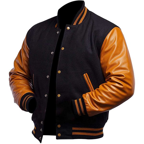 Mens Black and Yellow Varsity Jacket