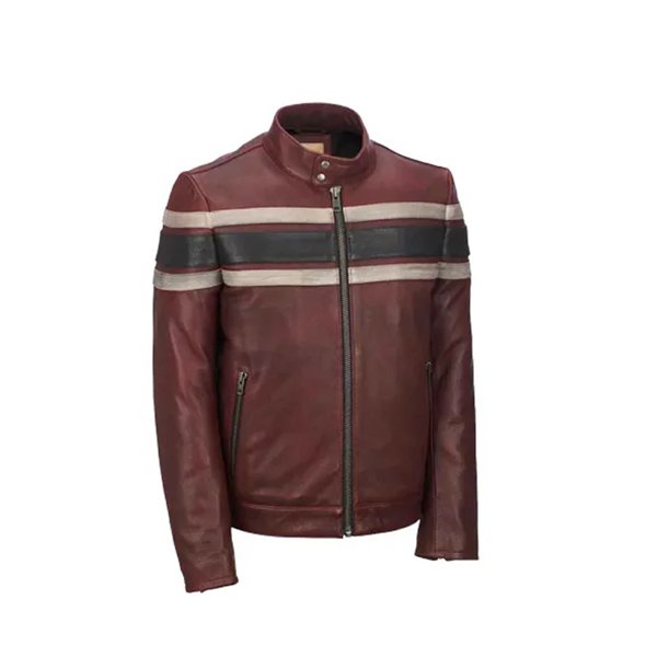 Men Retro Red Waxed Vintage Jacket