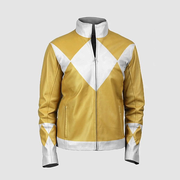 Women Power Rangers Classic Leather Jacket Yellow