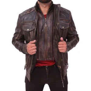 Abbraci Boys Cafe Racer Classic Vintage Biker Men’s Genuine Leather Jacket
