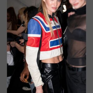 Candice Swanepoel Cropped Leather Jacket