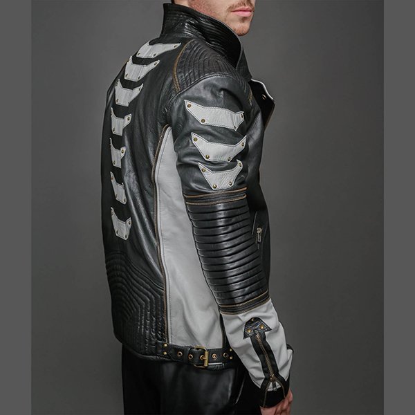 Frank Mens Metallic Black Biker Jacket