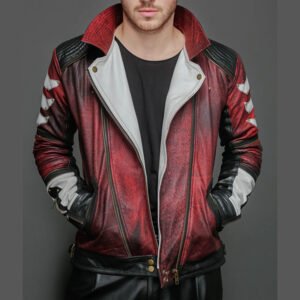 Lee Red Mens Leather Motorcycle Jacket