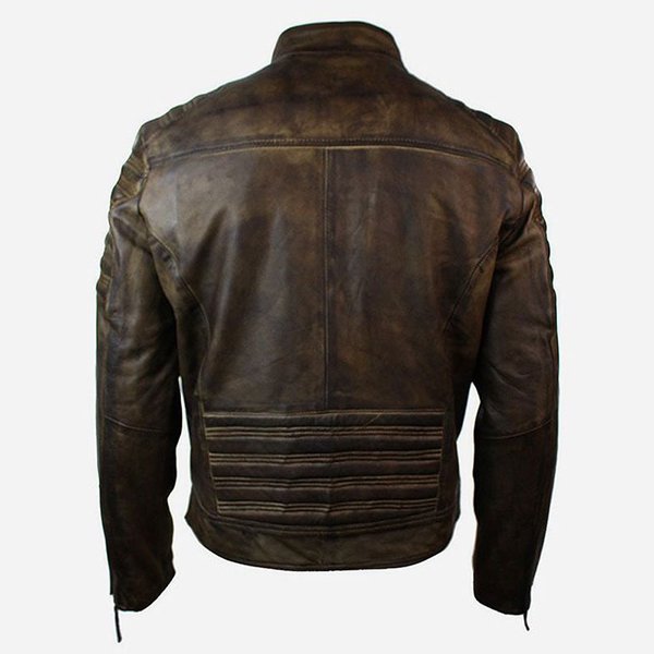 MEN'S DISTRESSED LEATHER BIKER JACKET