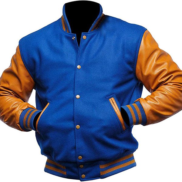 Mens Blue and Yellow Varsity Jacket