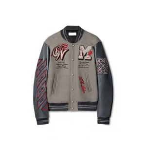 OFF WHITE AC MILAN GREY VARSITY JACKET