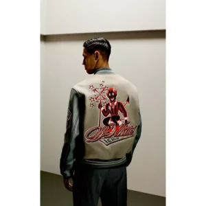 OFF WHITE AC MILAN GREY VARSITY JACKET