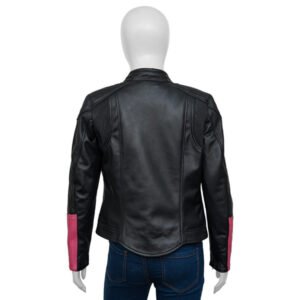Womens Black and Pink Biker Jacket
