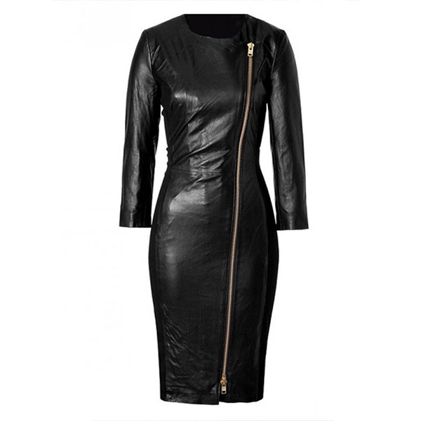 Ashley Roberts Black Leather Dress