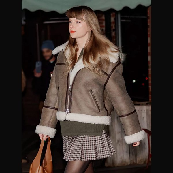 Taylor Swift NYC Brown Shearling Leather Jacket