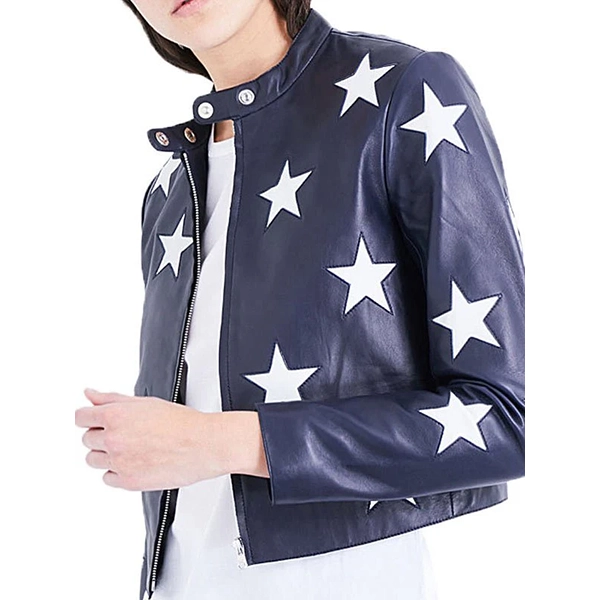 Cheryl Blossom Riverdale Star Printed Leather Jacket