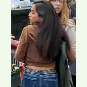 MADAME WEB 2024 ISABELA MERCED BROWN CROPPED HOODIE