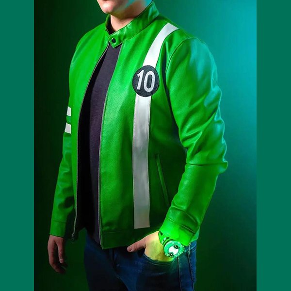 Mens Alien Green 10 Leather Jacket