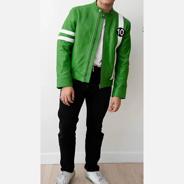 Mens Alien Green 10 Leather Jacket