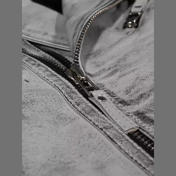 MEN’S SMOKE GRAY QUILTED BIKER WEATHERED LEATHER JACKET