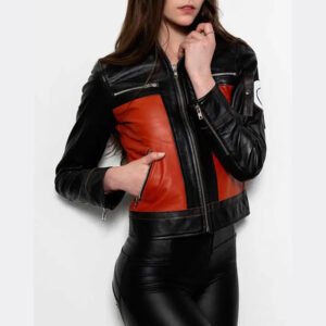 Womens Orange Shippuden Uzumaki Leather Jacket