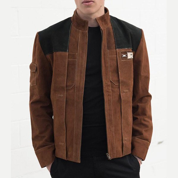 Mens Han Solo Brown Suede Leather Jacket