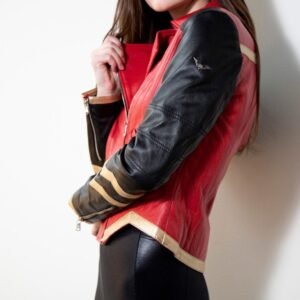 Womens Warrior Red Leather Jacket