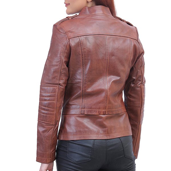 Womens Brown Asymmetrical Jacket