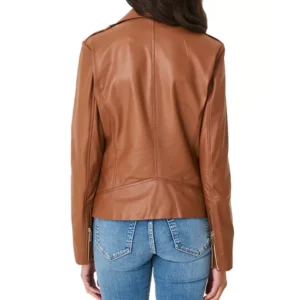 WOMENS BROWN LEATHER MOTORCYCLE JACKET