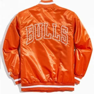 Chicago Bulls Bomber Orange Satin Jacket