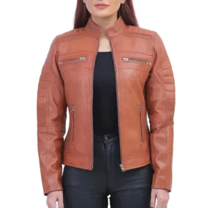 Womens Brown Cafe Racer Jacket