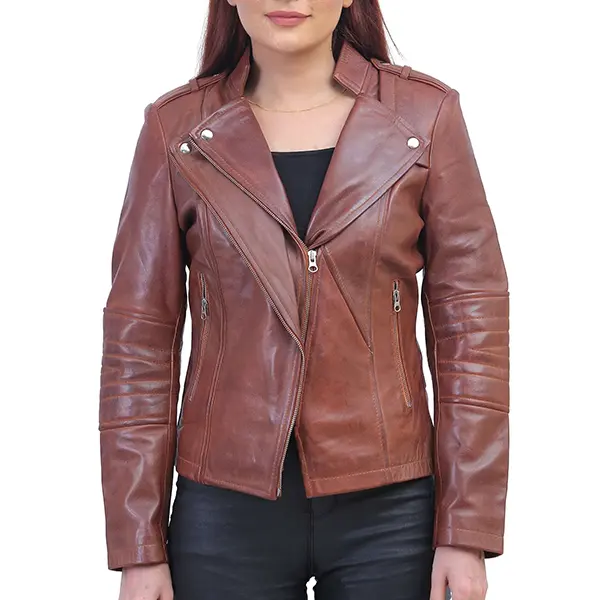 Womens Brown Asymmetrical Jacket