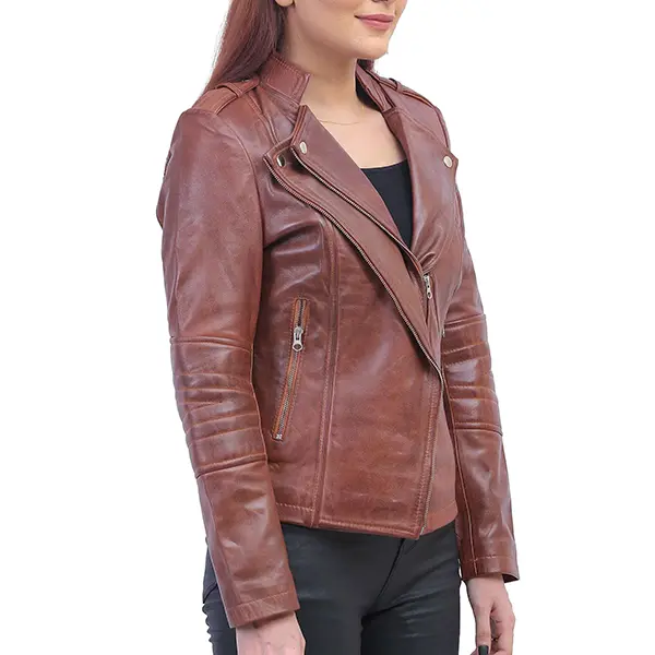 Womens Brown Asymmetrical Jacket