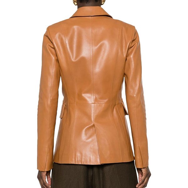Premium Brown Leather Blazer for Women