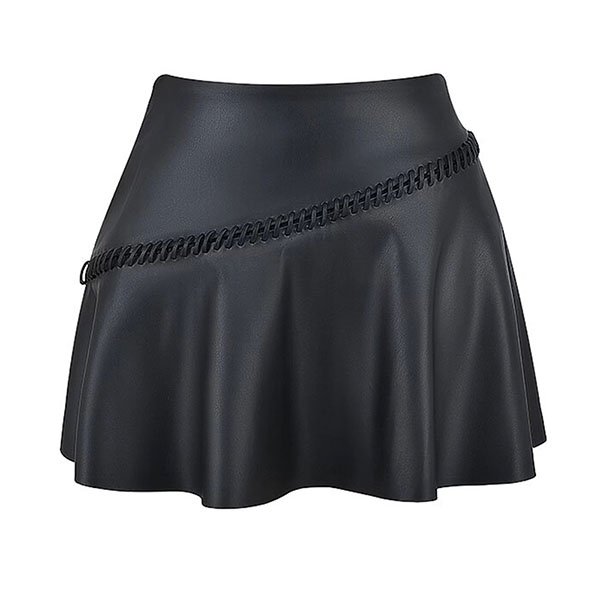 Black Leather Mini Skirt for Women