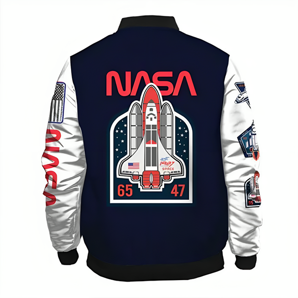 Mens Take Off Nasa Bomber Varsity Jacket
