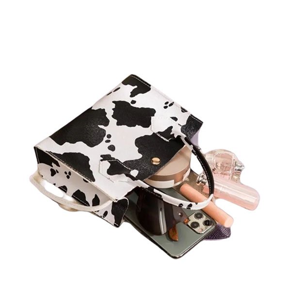 Black & White Cow Leather Print Purse