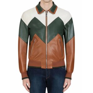 Ivan Multi Color Bomber Leather Jacket