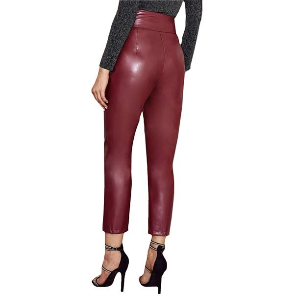 Burgundy Genuine Leather Pants