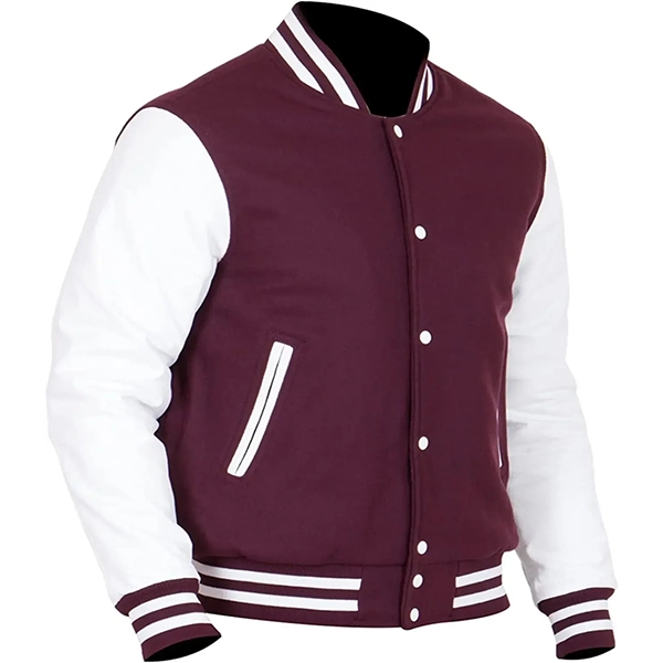 Men’s Maroon and White Varsity Jacket