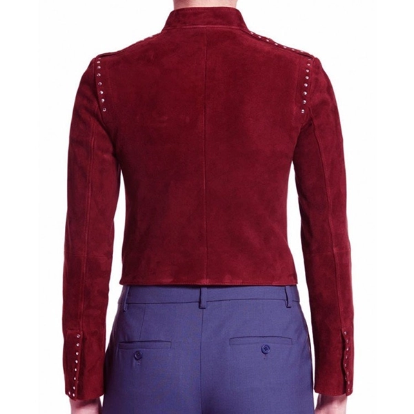 Willa Holland Arrow Red Suede Jacket