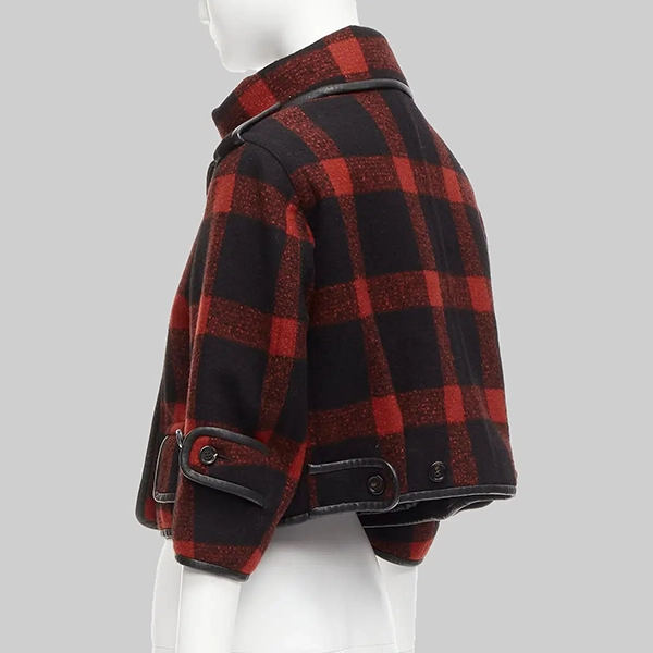 Cara Delevingne Red And Black Cropped Jacket